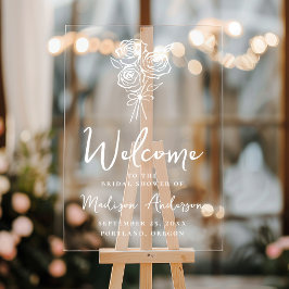 Señal Acrílica Bienvenidos a la ducha de novias con Rose Bouquet