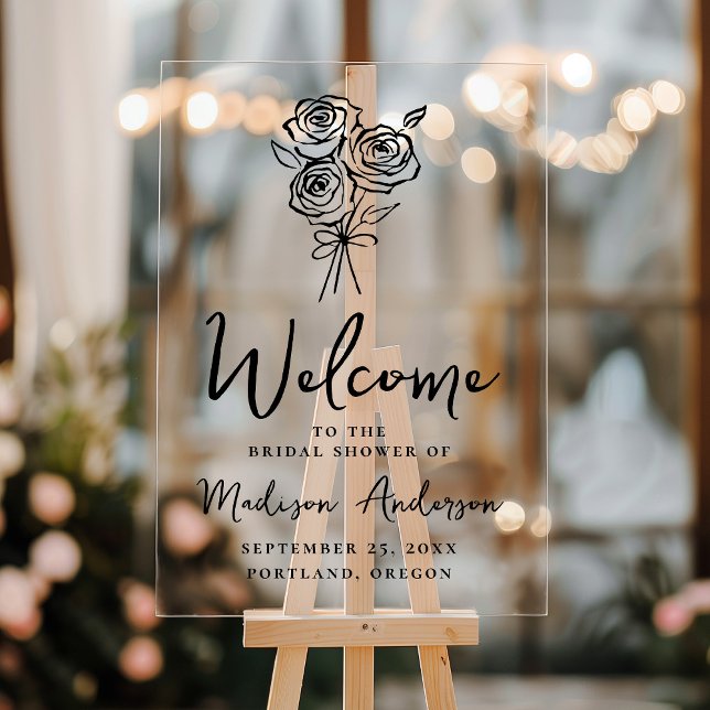 Señal Acrílica Bienvenidos a la ducha de novias con Rose Bouquet  (Subido por el creador)