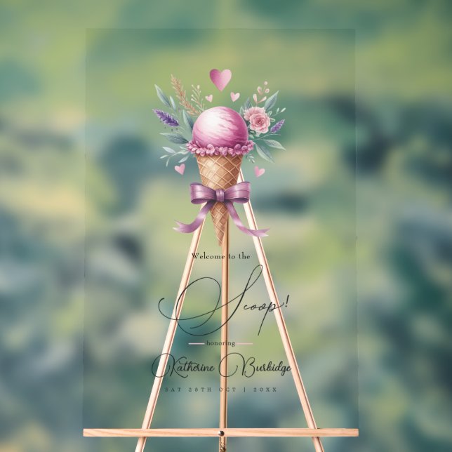 Señal Acrílica Bienvenidos a la ducha de novias Scoop Ice Cream (Neutral )