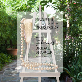 Señal Acrílica Bienvenidos a la ducha de perlas y prosecco