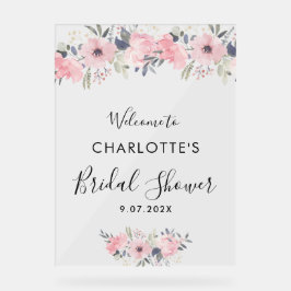 Señal Acrílica Bienvenidos a la elegante ducha de novia floral ro
