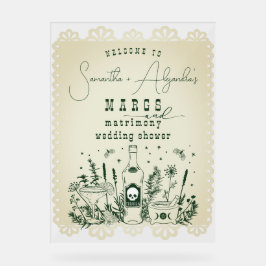 Señal Acrílica Bienvenidos a la Fiesta del Cráneo de Matrimonio d