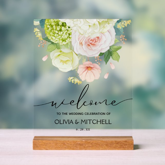 Señal Acrílica Bienvenidos a las flores de nuestra boda  (Neutral )