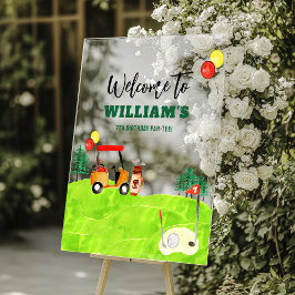 Señal Acrílica Bienvenidos A Los Niños Golf Cumpleaños Par-Tee