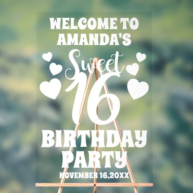 Señal Acrílica Bienvenidos a Modern Editable Sweet 16 (Neutral )