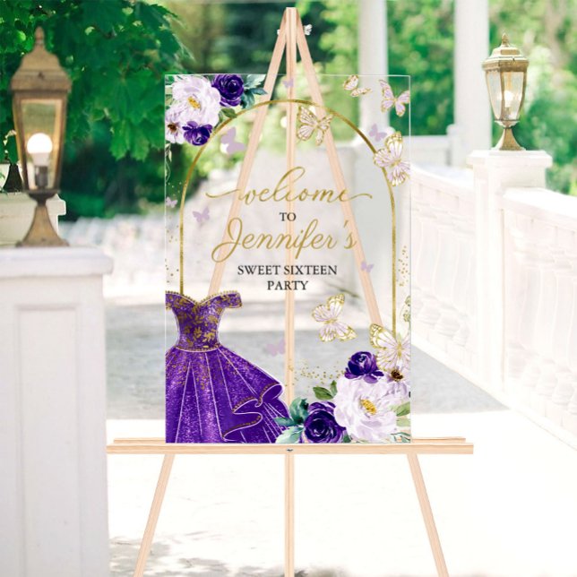 Señal Acrílica Bienvenidos a Morple Butterfly Sweet 16 (Subido por el creador)