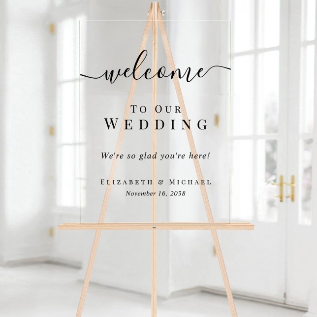 Señal Acrílica Bienvenidos a Nuestra Boda (Welcome To Our Wedding Acrylic Sign)
