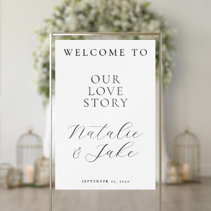 Señal Acrílica Bienvenidos A Nuestra Historia De Amor Boda Modern