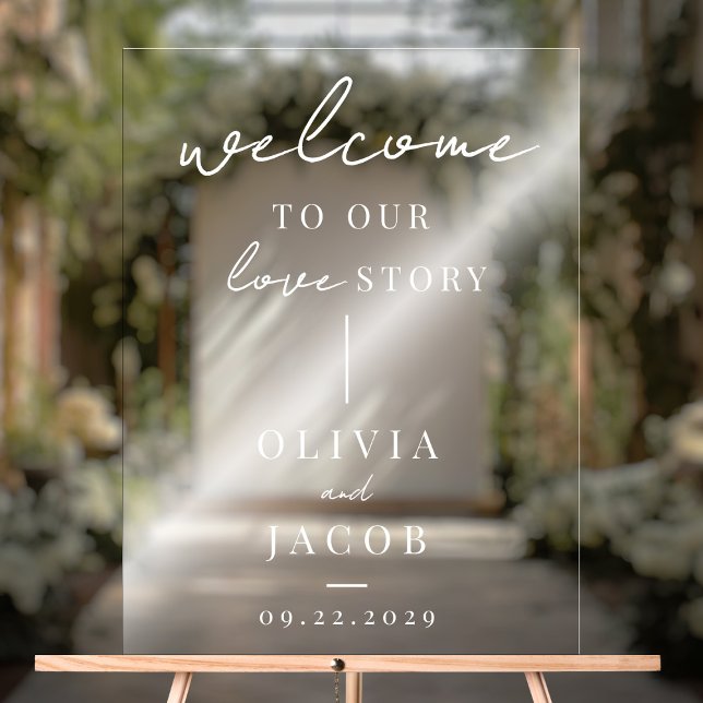 Señal Acrílica Bienvenidos A Nuestra Historia De Amor Boda Modern (Subido por el creador)