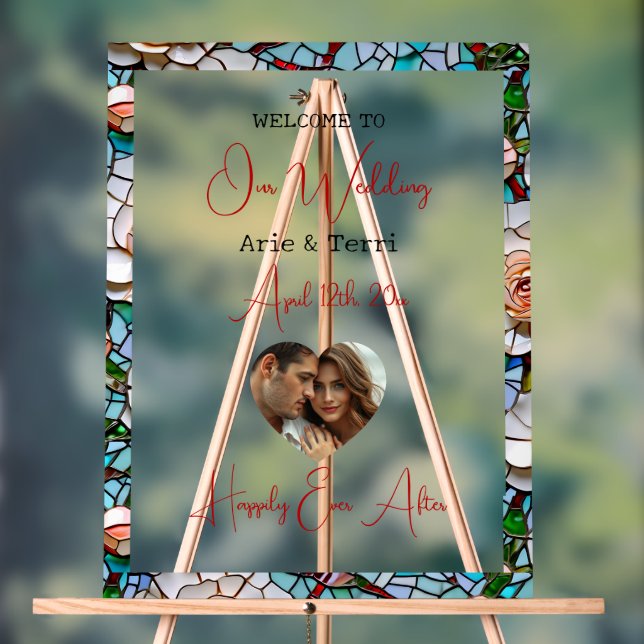 Señal Acrílica Bienvenidos a nuestro Boda | Mosaic Tile and Glass (Neutral )