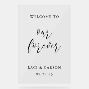 Señal Acrílica Bienvenidos a nuestro Boda - Rótulo Personalizado 