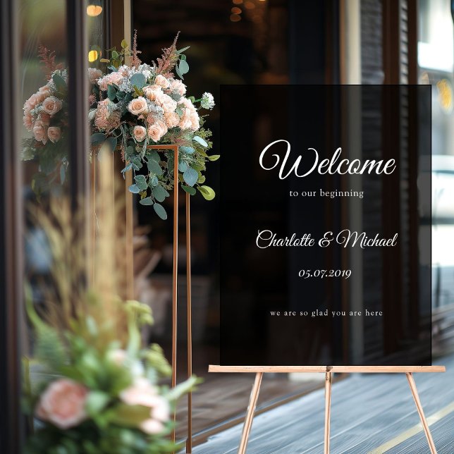 Señal Acrílica ¡Bienvenidos a nuestro comienzo! (Welcome to our beginning! foam board acrylic sign with your nameas and date.)