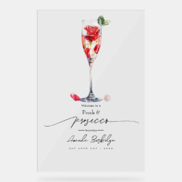 Señal Acrílica Bienvenidos a Pearls, Petales y Prosecco Bridal Sh
