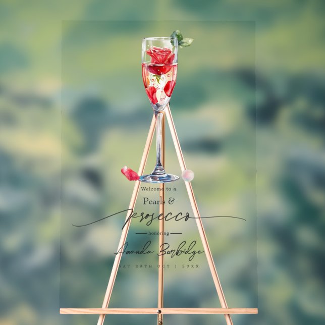 Señal Acrílica Bienvenidos a Pearls, Petales y Prosecco Bridal Sh (Neutral )