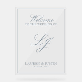 Señal Acrílica Bienvenidos a un moderno Monograma Clásico Dusty c