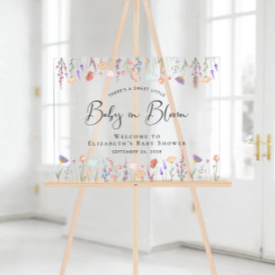 Señal Acrílica Bienvenidos a Wildflower Baby Shower