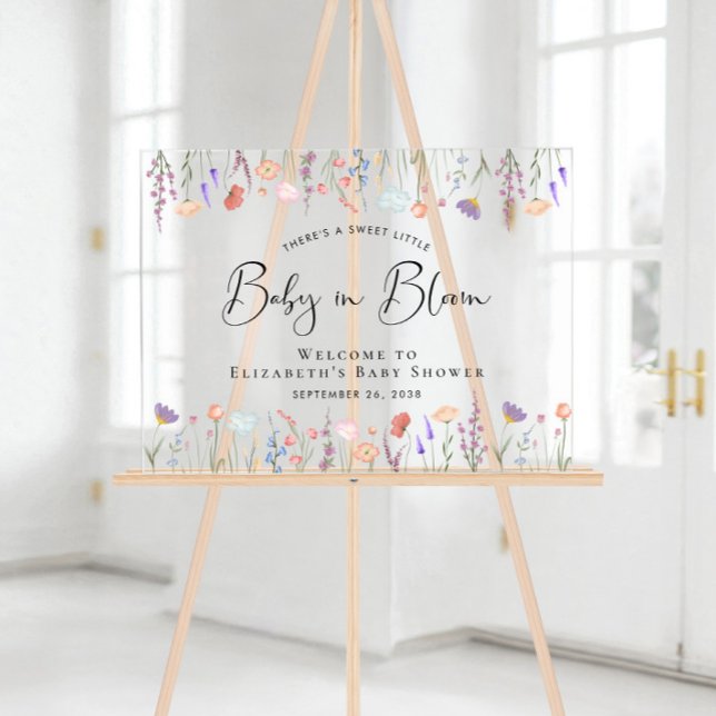 Señal Acrílica Bienvenidos a Wildflower Baby Shower (Subido por el creador)