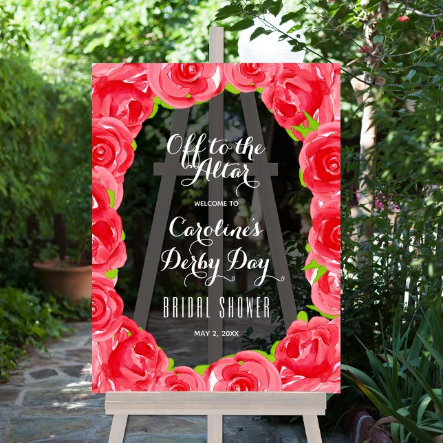 Señal Acrílica Bienvenidos al Altar Derby Bridal Shower (Off to the Altar Derby Bridal Shower Acrylic Welcome Sign)