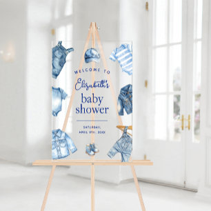 Señal Acrílica Bienvenidos al Baby Shower con tema de mezclilla "