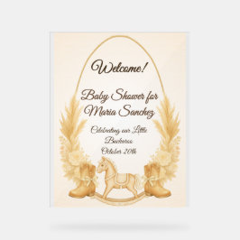 Señal Acrílica Bienvenidos al Baby Shower de Boho Western Rocking