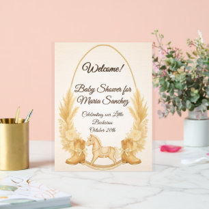 Señal Acrílica Bienvenidos al Baby Shower de Boho Western Rocking