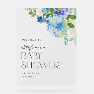 Señal Acrílica Bienvenidos al Baby Shower de las Flores de Hidran
