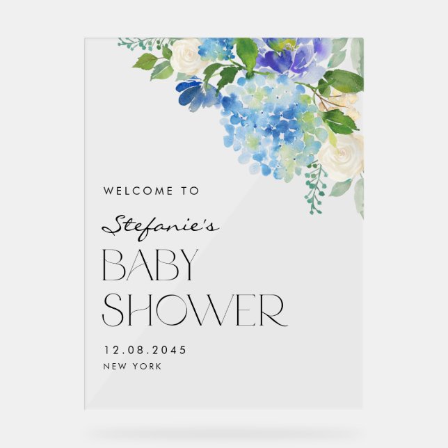 Señal Acrílica Bienvenidos al Baby Shower de las Flores de Hidran (Anverso)