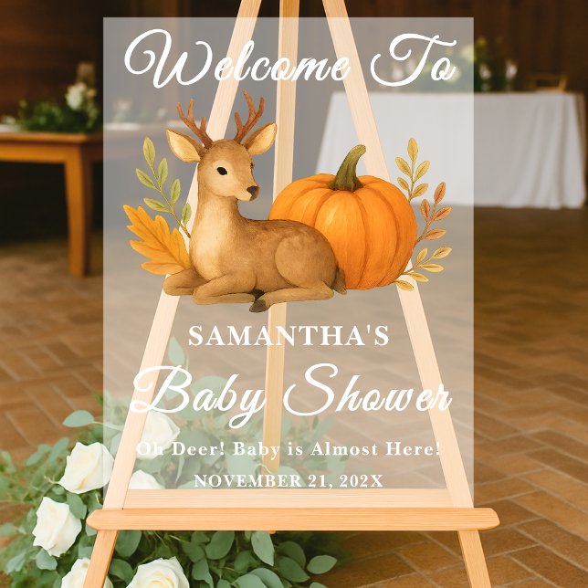 Señal Acrílica Bienvenidos al Baby Shower de Woodland Deer & Pump (Subido por el creador)