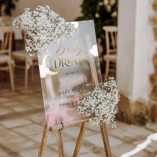 Señal Acrílica Bienvenidos al Baby Shower del Bebe de Ensueño de