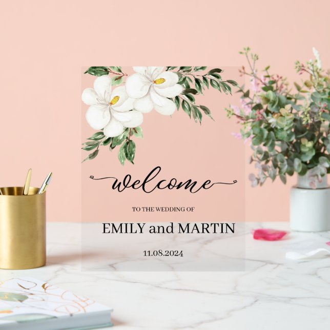 Señal Acrílica Bienvenidos al boda; Rótulo acrílico personalizado (Boda)