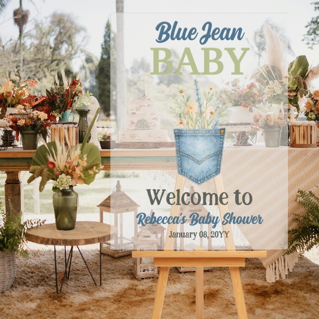 Señal Acrílica Bienvenidos al Boho Floral Denim Blue Jean Baby Sh (Subido por el creador)