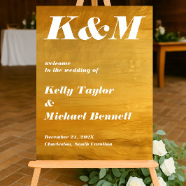 Señal Acrílica Bienvenidos al Relieve metalizado dorado moderno