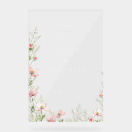 Señal Acrílica Bienvenidos al Rótulo Acrílico Boda de Flores Silv