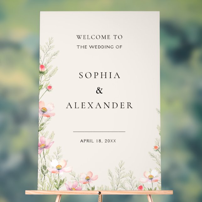 Señal Acrílica Bienvenidos al Rótulo Acrílico Boda de Flores Silv (Neutral )