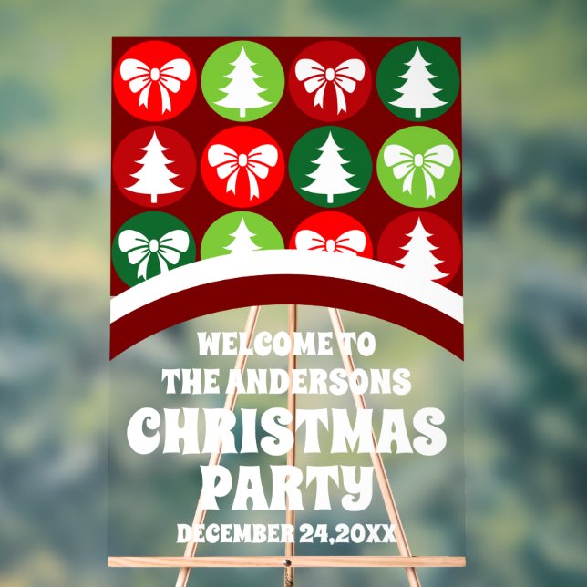 Señal Acrílica Bienvenidos árboles y arcos de Navidad retro vinta (Neutral )