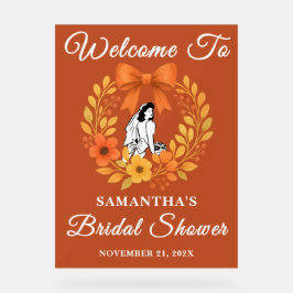 Señal Acrílica Bienvenidos Boho Autumn Floral Bridal Shower