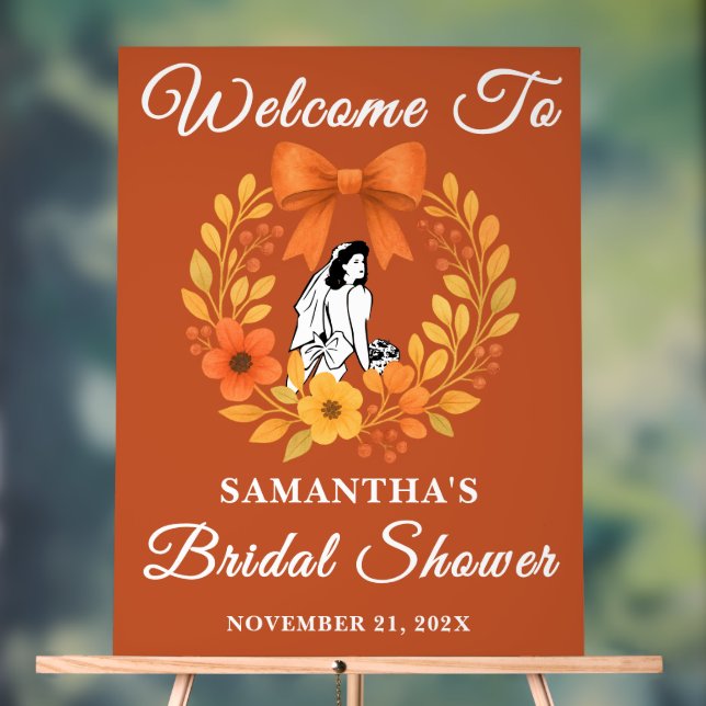 Señal Acrílica Bienvenidos Boho Autumn Floral Bridal Shower (Neutral )
