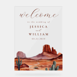 Señal Acrílica Bienvenidos Boho Watercolor Desert Boda