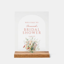 Señal Acrílica Bienvenidos Boho Wildflower Floral Bridal Shower