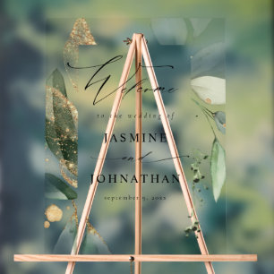 Señal Acrílica Bienvenidos Eucalyptus Glow Gold Greeneration Boda