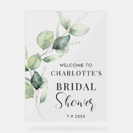 Señal Acrílica Bienvenidos Eucalyptus Greeneration Script Bridal