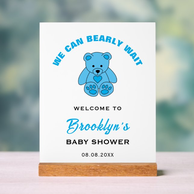 Señal Acrílica Bienvenidos Podemos Esperar A Que Teddy Bear Baby  (Neutral )