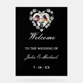 Señal Acrílica Black and White Acrylic Wedding Welcome Sign