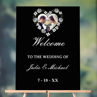 Señal Acrílica Black and White Acrylic Wedding Welcome Sign