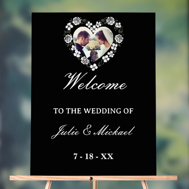 Señal Acrílica Black and White Acrylic Wedding Welcome Sign (Neutral )