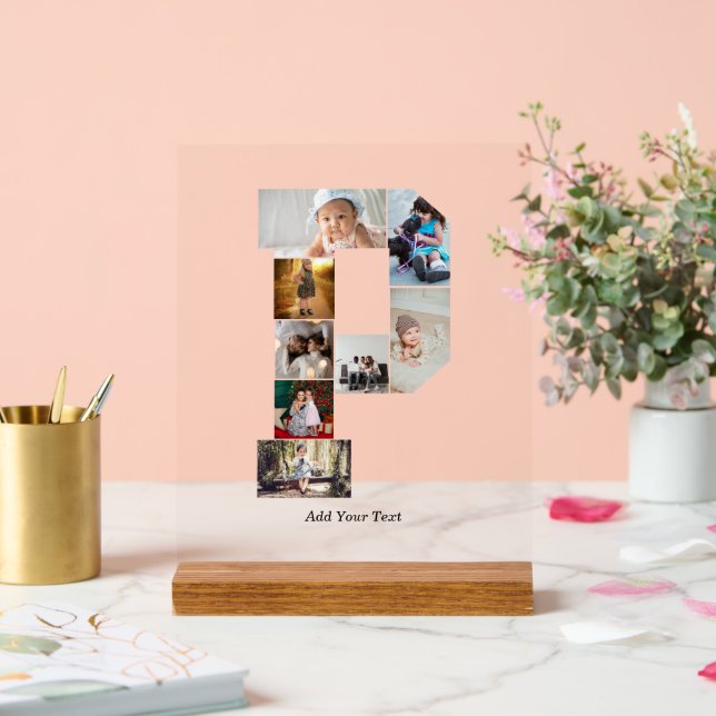 Señal Acrílica Black and White Letter P Photo Collage (Boda)