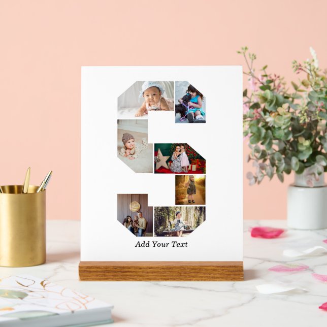 Señal Acrílica Black and White Letter S Photo Collage (Boda)