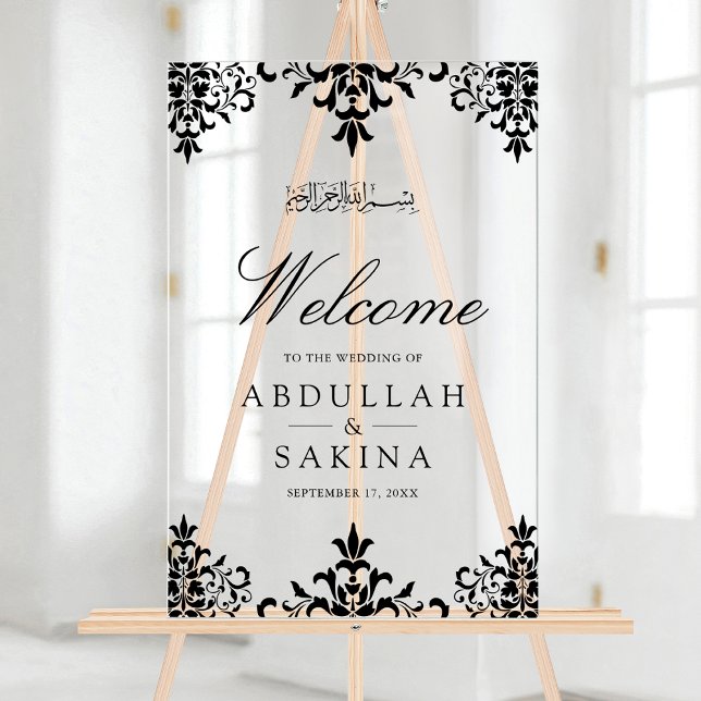 Señal Acrílica Black Damask Muslim Wedding Welcome (Subido por el creador)