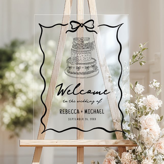 Señal Acrílica Black Hand Drawn Bow Wedding Welcome (Subido por el creador)