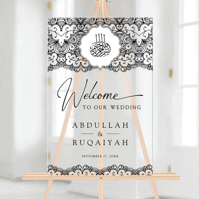 Señal Acrílica Black Lace Muslim Wedding Welcome (Subido por el creador)